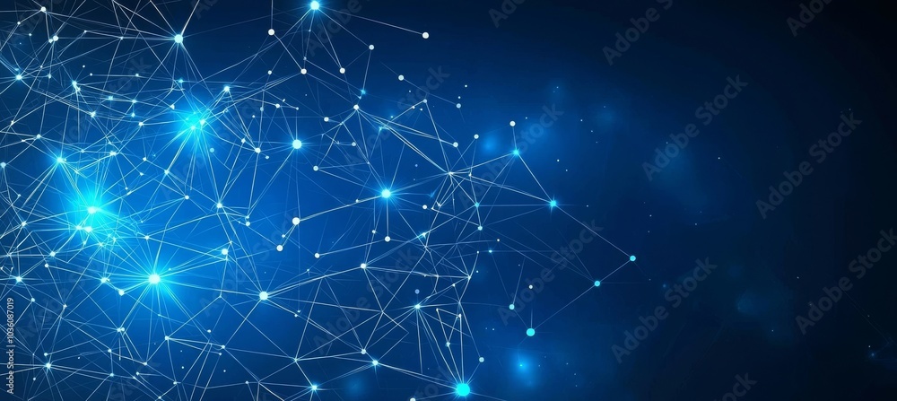 Poster the structure of the network connection of points and lines. the digital background. the 3d renderin