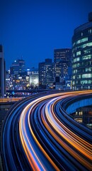 Tokyo monorail POV motion blurred concept image with high speed technology
