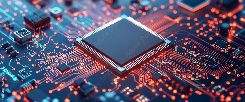 Poster future printing circuit board/future printing circuit board. technology background with multi-color 