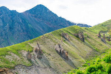 A picturesque landscape with a mountain river in the Emanuel Valley. Caucasus
