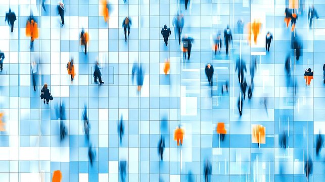 Walking people motion blur background