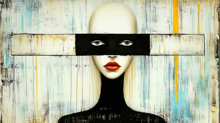Modern art Portrait of woman with copy space