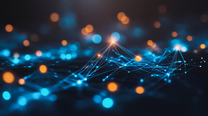 Abstract business connection of lines from nodes It is connected to endless nodes and represents the innovation of communication in the network.