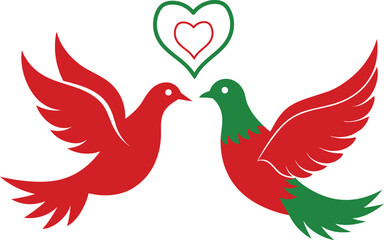 Christmas Doves vector illustration on white background