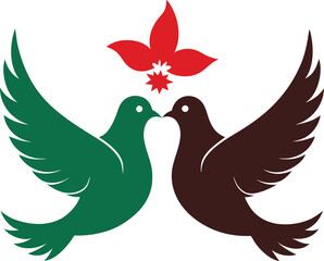 Christmas Doves vector illustration on white background