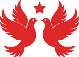 Christmas Doves vector illustration on white background