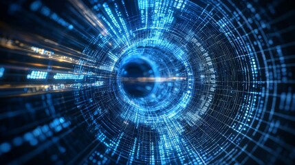 Fototapeta premium 3D rendering of a scientific technology binary code matrix that conveys connectivity, complexity, and data flood of today's digital world.
