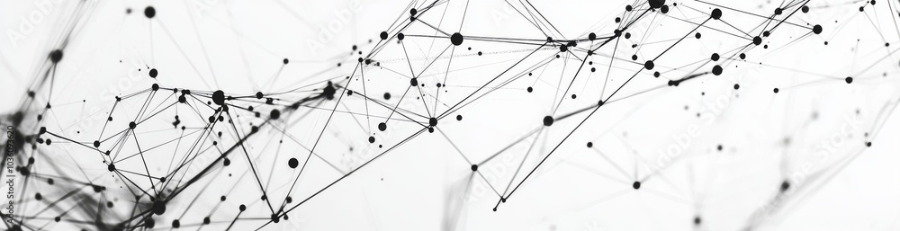 Poster dots and lines connected by geometric abstract backgrounds. molecular structure and communication. n