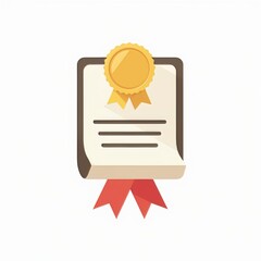 Golden award seal with red ribbons representing achievement and recognition in a professional context
