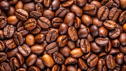 Freshly roasted coffee beans are forming a textured background image