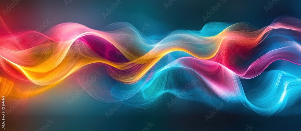 Aufkleber abstract colorful wavy pattern with flowing and blending colors against a dark background.
