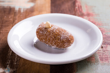 Delicious Dessert On White Plate in Rustic Setting