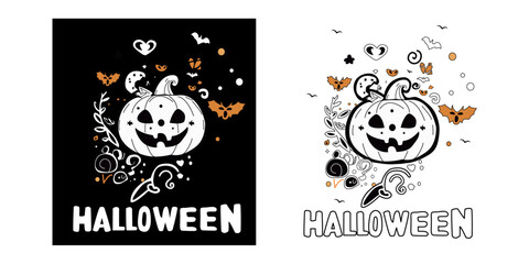 Smiling Halloween Pumpkin Waiting for Friends to Start the Party