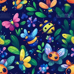 Charming and Whimsical Cartoon-Inspired Insects, Bugs, and Ladybugs Perfect for Children's Products and Educational Materials
