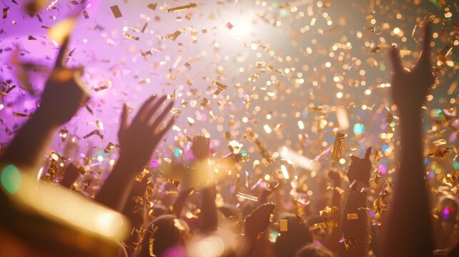 Energetic Office Party Celebrating Successful Quarter with Music and Laughter under Cinematic Lights