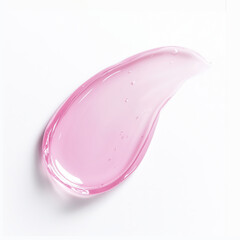 Pink gel swatch on a white background. Refreshing shampoo or shower gel texture.