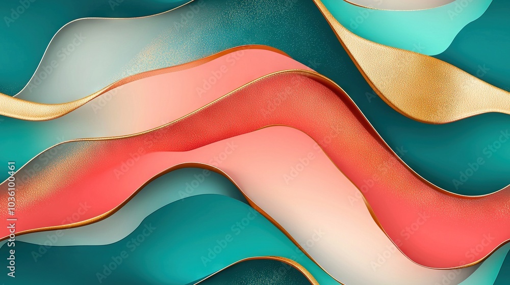 Poster a detailed image of a cell phone, featuring a curved pattern on the rear and an intricate gold and r