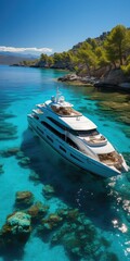 Luxury yacht in clear water