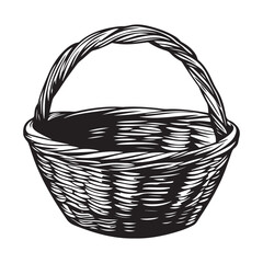 Obraz premium Wicker Basket silhouette vector art isolated on white background