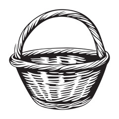 Fototapeta premium Wicker Basket silhouette vector art isolated on white background