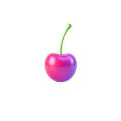 a red cherry with a green stem ai generated png transparent background,