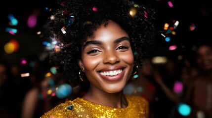 Fröhliche Feier mit junger Frau in pulsierender Partyatmosphäre für Eventmarketing