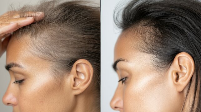 L&ouml;sungen bei Haarausfall: Vor und nach der Transformation zur Behandlung und Wiederherstellung