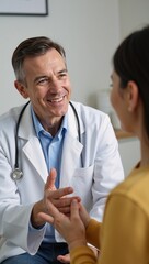Fototapeta premium Compassionate doctor offering care and comfort to patient with empathetic demeanor