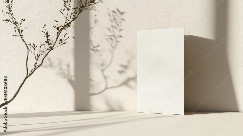 Poster a minimalist standing brochure mockup is placed on a light backdrop highlighting its elegant design 