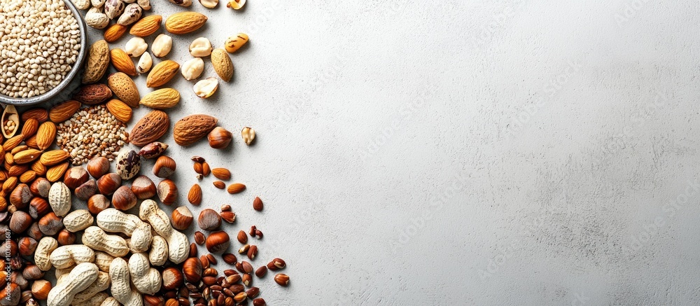 Aufkleber circle multiple different nuts and seeds copy space