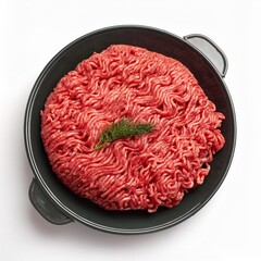 ground lamb or beef on white background