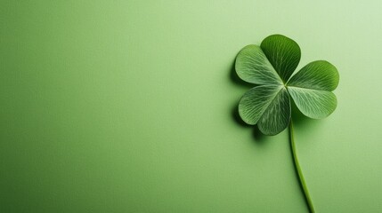 Bright green background featuring a four leaf clover symbolizing good luck