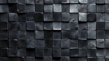 Dark black anthracite abstract vintage retro geometric mosaic tile texture background with a square pattern