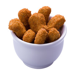 Crispy Breaded Chicken Nuggets in a White Bowl
