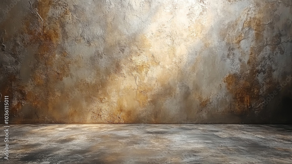 Poster a warm, textured wall and floor create a cozy environment in a minimalistic indoor setting. soft lig