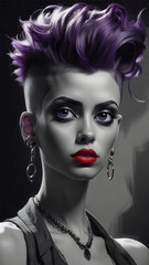 Fototapeta premium Hair design. A violet punk-girl