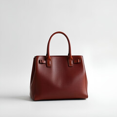 Naklejka premium luxury leather handbag on minimal background 