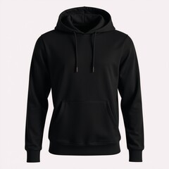 Unbranded sleek black hoodie with detailed hood design for men