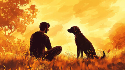 Illustration with a dog on the topic of animal rights protection. International Animal Rights Day