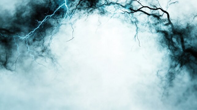 Elektrisch blauer Blitz mit rundem Rahmenhintergrund f&uuml;r digitales Design und Medien