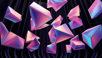 Abstract geometric blocks on black background, 3d render