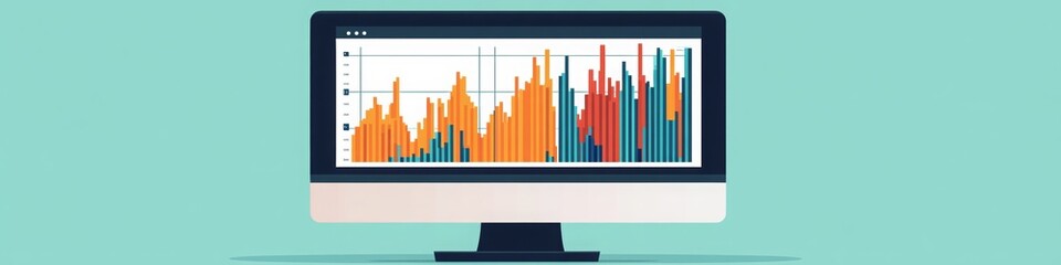 Computer Screen Financial Graphs, Charts, Isolated, on a LinkedIn Banner, Background, AI Generated