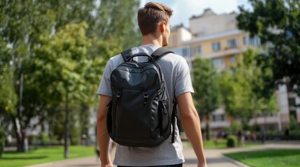 College-Studenten schlendern im Fr&uuml;hling &uuml;ber den Campus, um sich &uuml;ber Bildungs- und Reisekonzepte zu informieren