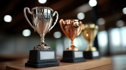 Siegerpodest mit Gold-, Silber- und Bronzetrophäen für feierliche Veranstaltungen