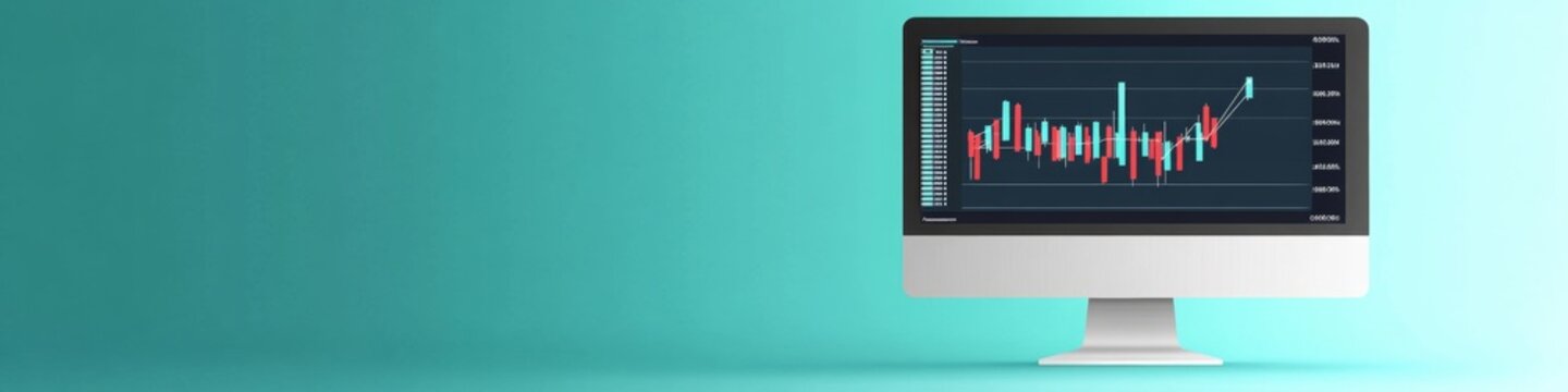 Computer Screen Financial Graphs, Boxplot, Charts, Isolated, on a LinkedIn Banner, Background, AI Generated