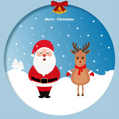 Paper Cutout Christmas Card Poster Vector