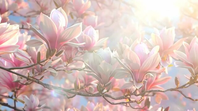 Elegant magnolia tree in full bloom, Video