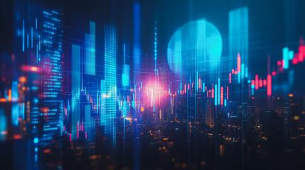 Abstract business network  and charts and graphs with statistics to innovative analyze business potential and forecast future development of companies growth