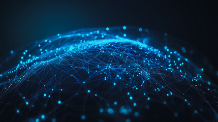 abstract business connection of line from nail node to node on world map background Innovation network points Earth's surface