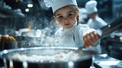 Kinderkoch in professioneller Küchenumgebung für kulinarische Bildung und Inspiration